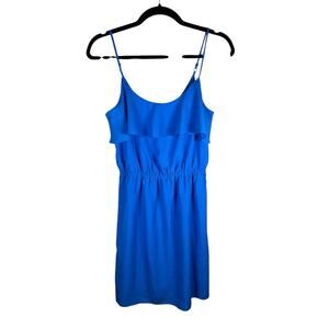BCBGeneration Womens Blue Ruffle Mini Dress XS Coastal Cottagecore Boho Sundress